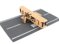 Wright Flyer Biplane Aircraft Beige with Runway Section Diecast Model Airplane Runway24 RW240