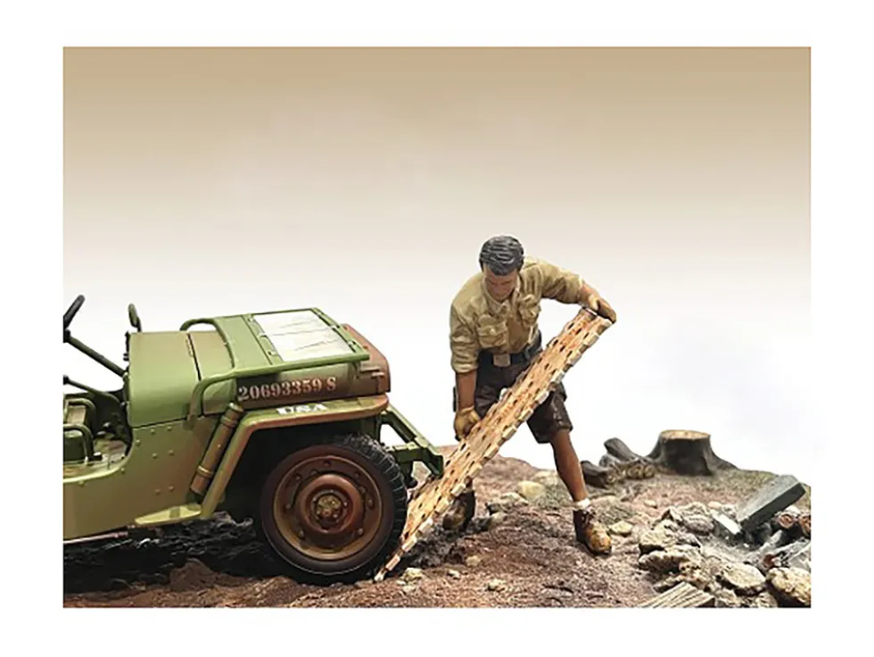 4X4 Mechanic Figure 8 with Board Accessory for 1/18 Scale Models American Diorama AD18018
