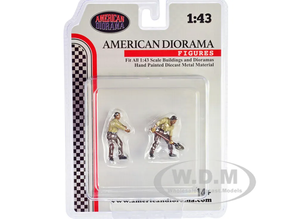 4X4 Mechanics 2 Piece Diecast Figure Set 2 for 1/43 Scale Models American Diorama AD43002