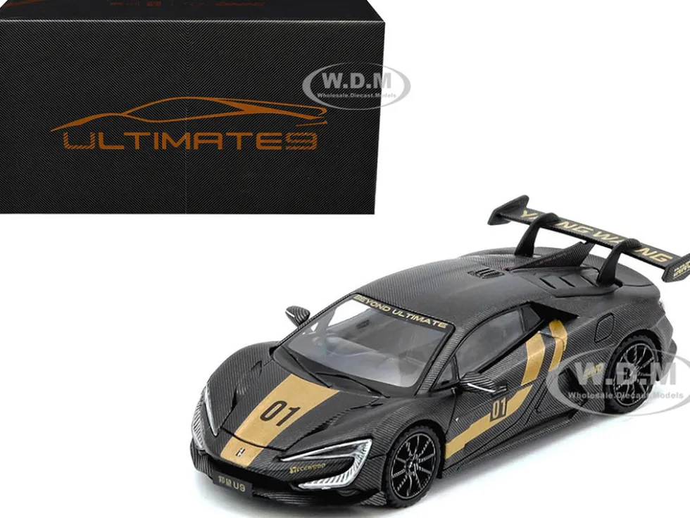 Yangwang U9 #01 Carbon Fiber with Gold Stripes "APA XPO 2025 Event Edition" 1/64 Diecast Model Car by Inno Models