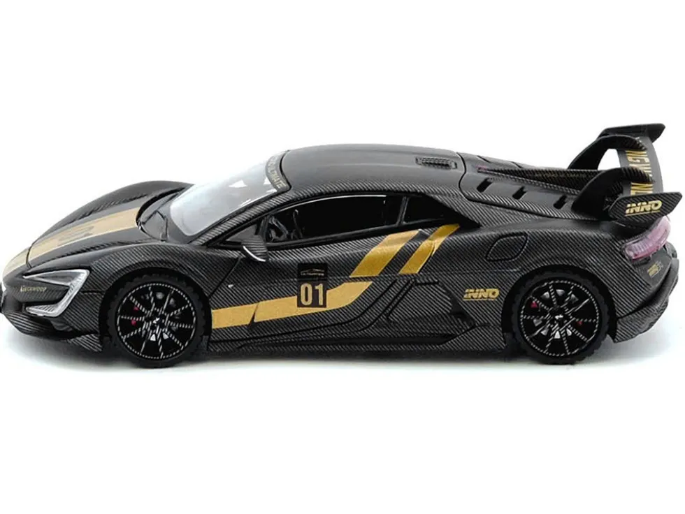 Yangwang U9 #01 Carbon Fiber with Gold Stripes "APA XPO 2025 Event Edition" 1/64 Diecast Model Car by Inno Models