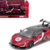 2025 Yangwang U9 Xtreme Test Car #02 Red Metallic with White Stripes and Carbon Top "World Fastest EV Supercar" 1/64 Diecast Model Car by Inno Models