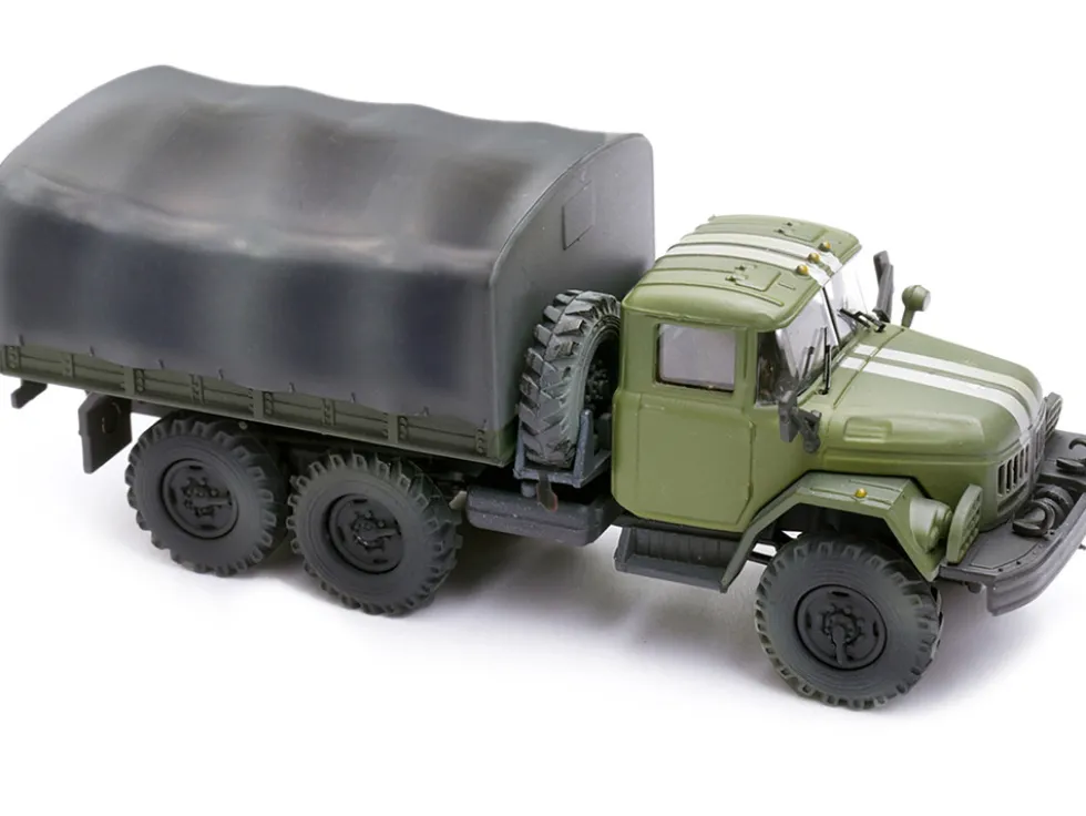 ZIL 131 Cargo Truck Green with White Stripes Ukrainian Ground Forces 1/72 Diecast Model Legion LEG-12064LB