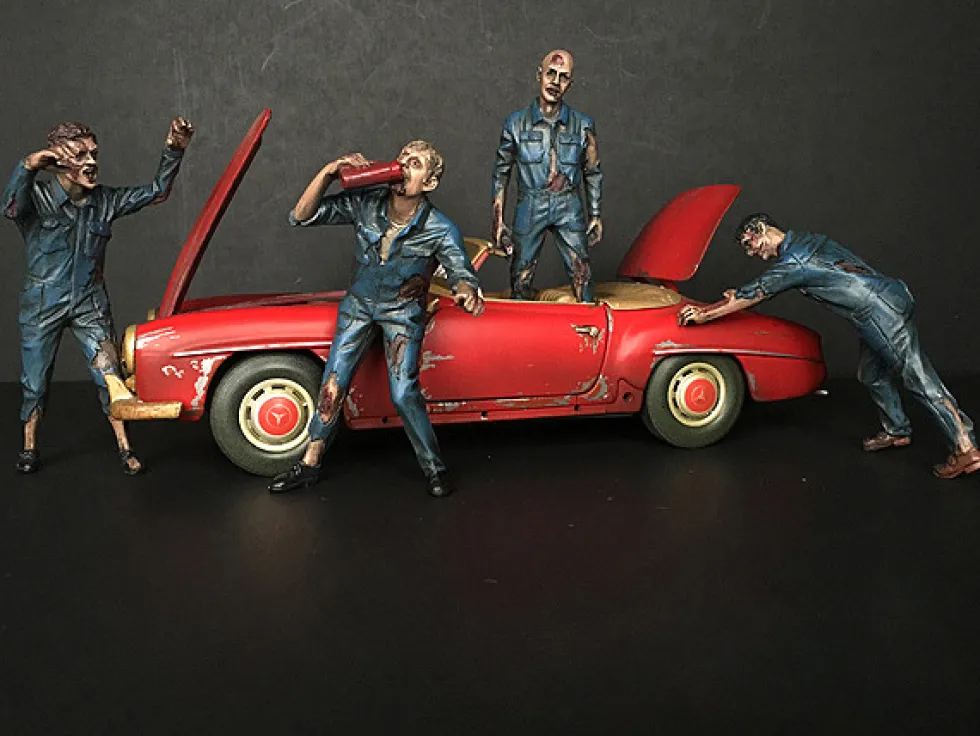 Zombie Mechanics 4 Piece Figurine Set Got Zombies? for 1/24 Scale Models American Diorama 38297 38298 38299 38300